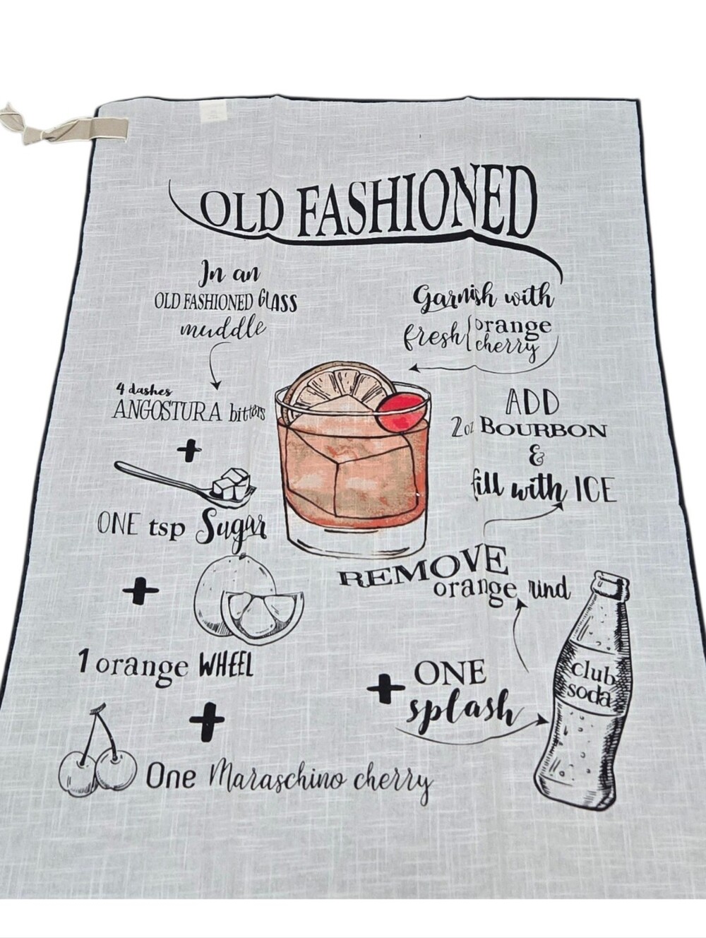 Shiraleah Old Fashioned Cocktail Tea Towel